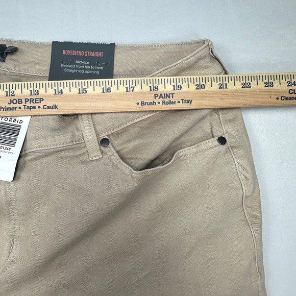 Torrid Boyfriend Straight Jeans Womens 22R Tan Khaki Vintage Stretch Mid Rise - Picture 4 of 9